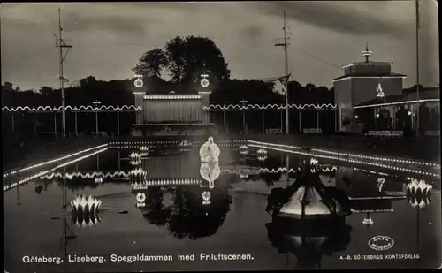 Ak Göteborg Schweden, Liseberg, Spegeldammen med Friluftscenen