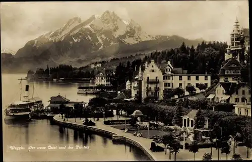 Ak Weggis Kanton Luzern, Der neue Quai, Pilatus