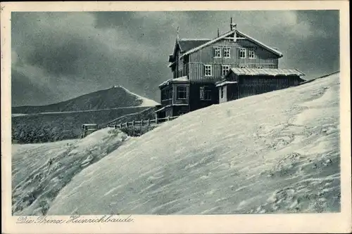 Ak Karpacz Górny Brückenberg Krummhübel Riesengebirge Schlesien, Prinz Heinrich Baude, Winter