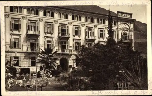 Ak Bolzano Bozen Trentino Alto Adige Südtirol, Hotel Stiegl, Blick vom Park