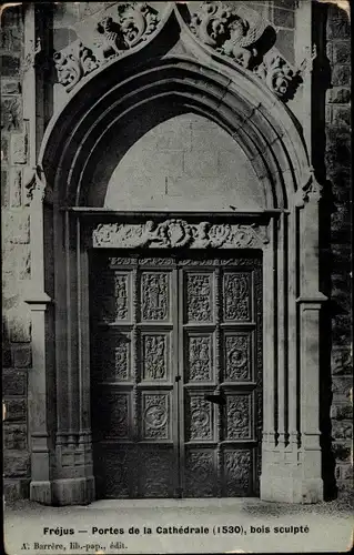 Ak Fréjus Var, Portes de la Cathedrale, bois sculpte