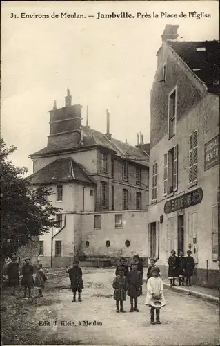 Ak Jambville Yvelines, Pres la Place de l'Eglise