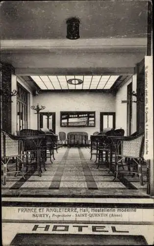 Ak Saint Quentin Aisne, France et Angleterre, Hall, Hostellerie moderne