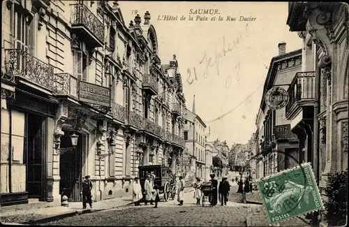 Ak Saumur Maine et Loire, L'Hotel de la Paix, Rue Dacier