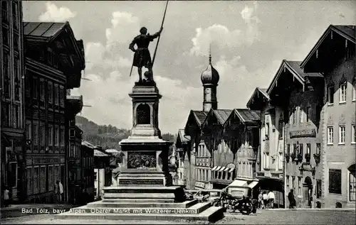 Ak Bad Tölz in Oberbayern, Oberer Markt, Winzerer Denkmal