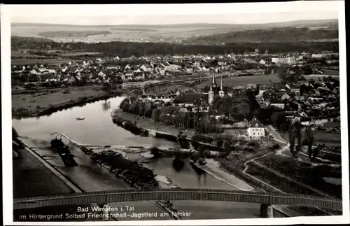 Ak Bad Wimpfen am Neckar, Friedrichshall Jagstfeld, Blick auf den Ort, Kirche