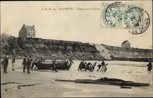 Ak Le Portel Pas de Calais, Depart pour la Peche