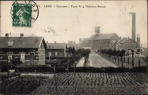 Ak Lens Pas de Calais, Panorama, Fosse No 9 Theodore Barrois