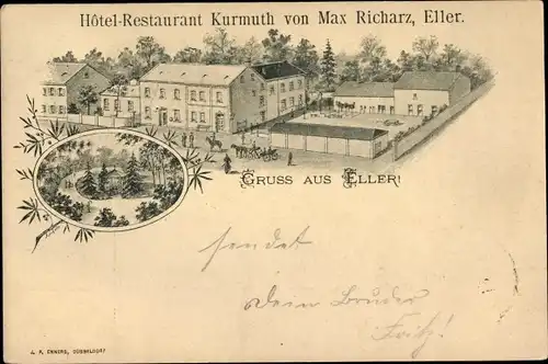 Ak Eller Düsseldorf am Rhein, Hotel Restaurant Kurmuth