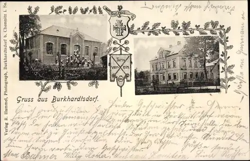 Ak Burkhardtsdorf im Erzgebirge, Turnverein, Turner, Turnhalle