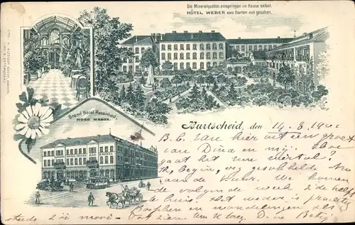 Litho Burtscheid Aachen Nordrhein Westfalen, Hotel Weber, Grand Hotel Rosenbad