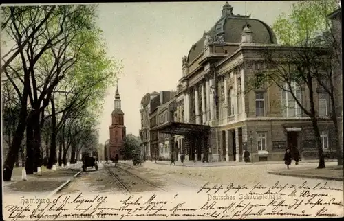 Ak Hamburg Mitte St. Georg, Straßenpartie, Deutsches Schauspielhaus, Passanten