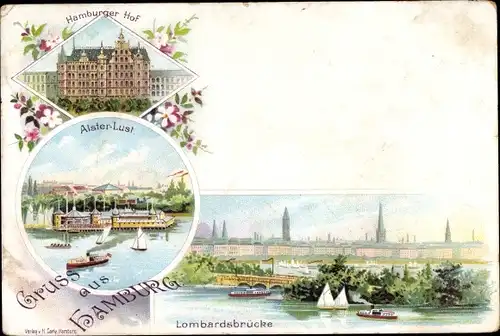 Litho Hamburg, Hamburger Hof, Alsterlust, Lombardsbrücke