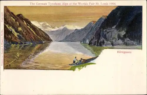 Litho Schönau am Königssee Oberbayern, Königsee, 1904, Bayr. Alpen