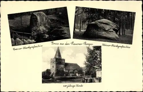 Ak Rauen Oder Spree, Großer Markgrafenstein, Kleiner Markgrafenstein, 400 jährige Kirche