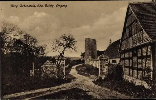 Ak Raben Rabenstein Fläming Brandenburg, Burg Rabenstein Eingang 