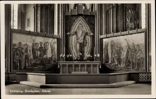 Ak Linköping Schweden, Domkyrkan, Altaret, Domkirche, Innenansicht, Altar