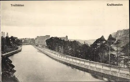 Ak Trollhättan Schweden, Kraftkanalen
