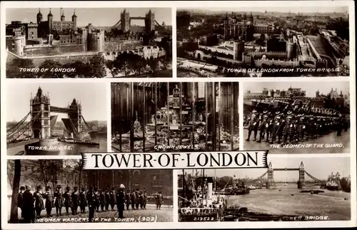 Ak London City, The Tower, Bridge, Crown Jewels, Guard