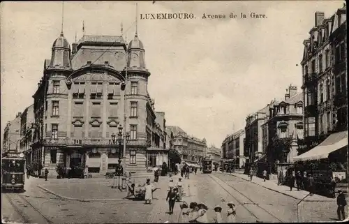 Ak Luxemburg, Avenue de la Gare, Straßenbahn 6, Hotel