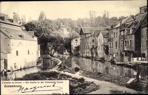 Ak Luxemburg, Alzette in der Unterstadt Grund