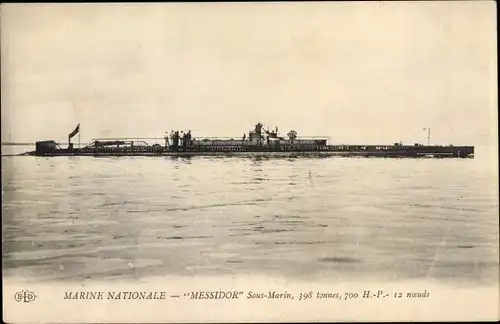 Ak Französisches U Boot, Messidor, sous marin, Marine Nationale