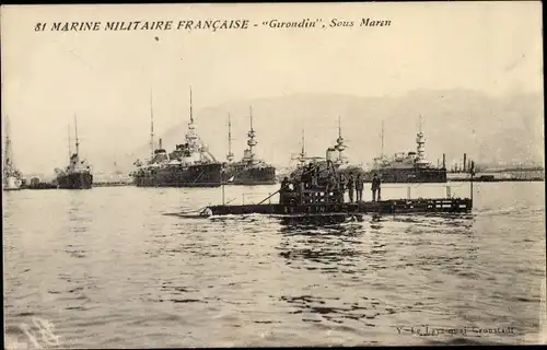 Ak Französisches U Boot, Girondin, sous marin, Marine Militaire Francaise