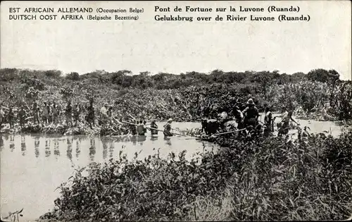 Ak Ruanda, Pont de Fortune sur la Luvone, Occupation Belge