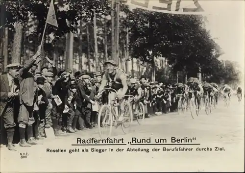 Riesen Ak Radfernfahrt Rund um Berlin, Sieger der Berufsfahrer Rosellen