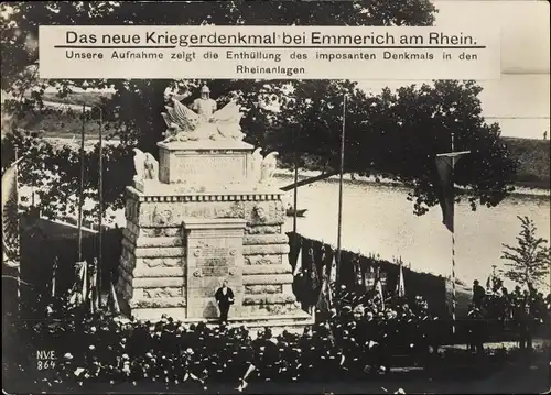 Riesen Ak Emmerich am Niederrhein, Enthüllung neues Kriegerdenkmal in den Rheinanlagen