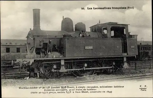 Ak Französische Eisenbahn, Dampflok, Tender 30 148, Etat