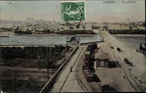 Ak Saumur Maine et Loire, Vue generale, Bahnhof, Gleisseite