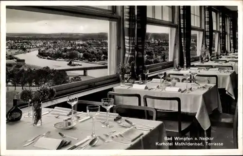 Ak Bad Wimpfen am Neckar, Hotel Mathildenbad, Innenansicht, Blick auf den Ort