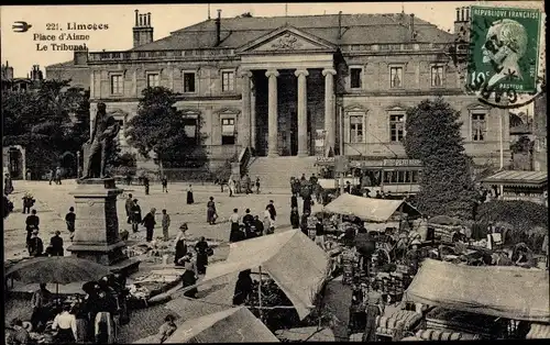 Ak Limoges Haute Vienne, Place d'Aisne, Le Tribunal