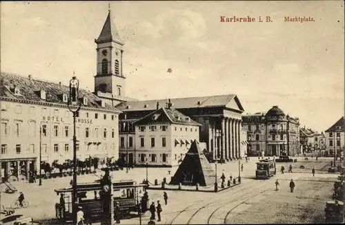 Ak Karlsruhe in Baden, Marktplatz