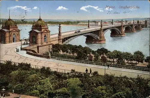Ak Mainz am Rhein, Straßenbrücke