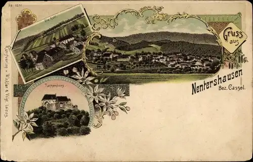 Litho Nentershausen Hessen, Tannenburg, die Ruhl, Panorama