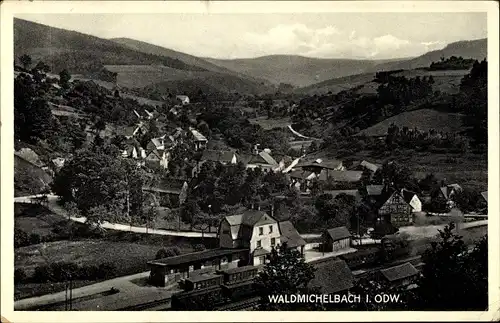 Ak Waldmichelbach Wald Michelbach im Odenwald Hessen, Teilansicht mit Bahnhof