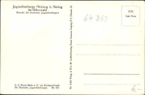 Ak Hering Otzberg im Odenwald, Jugendherberge, Ort, Fliegeraufnahme