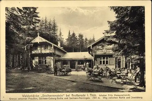 Ak Brotterode Trusetal in Thüringen, Waldschänke Dreiherrenstein