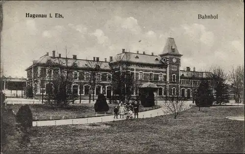 Ak Haguenau Hagenau im Elsass Bas Rhin, Bahnhof, Vorderseite