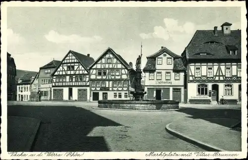 Ak Vacha in der Rhön Thüringen, Marktplatz, Vitus Brunnen