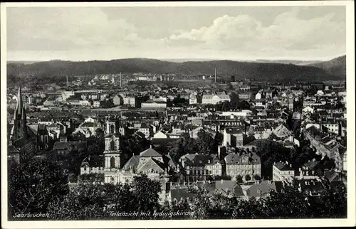 Ak Saarbrücken, Teilansicht, Ludwigskirche