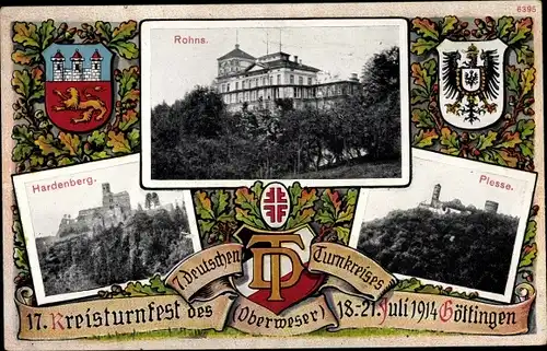 Wappen Ak Göttingen in Niedersachsen, 17. Kreisturnfest 7. Deutscher Turnkreis 1914, Rohns, Plesse