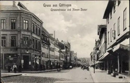 Ak Göttingen in Niedersachsen, Groner Straße und Riesen Basar