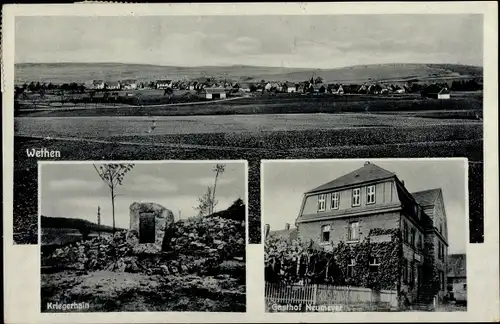 Ak Wethen Diemelstadt Waldeck Hessen, Gasthaus Neumeyer, Kriegerhain, Blick auf den Ort