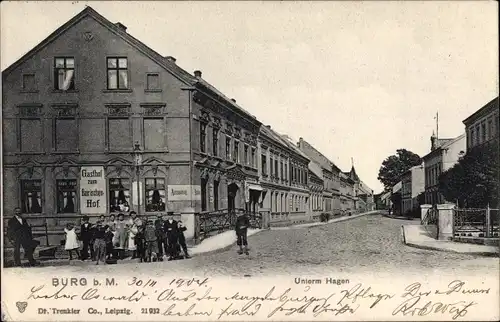 Ak Burg bei Magdeburg, Unterm Hagen, Gasthof um Bairischen Hof