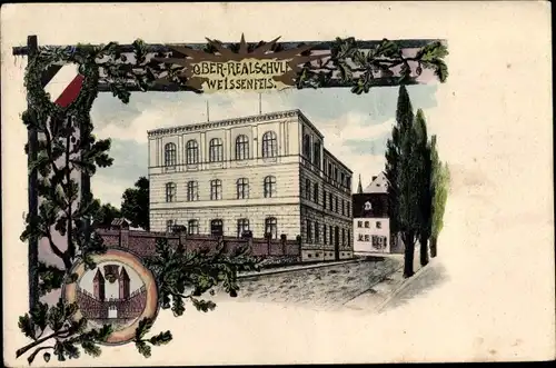 Litho Weißenfels an der Saale, Oberrealschule, Wappen