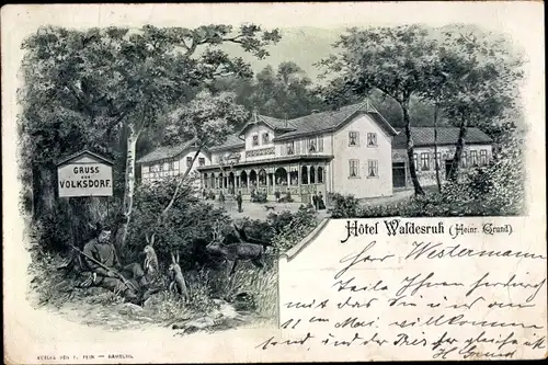 Litho Hamburg Wandsbek Volksdorf, Hotel Waldesruh