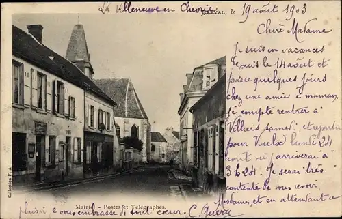 Ak Bréval Yvelines, Mairie, Postes et Telegraphes